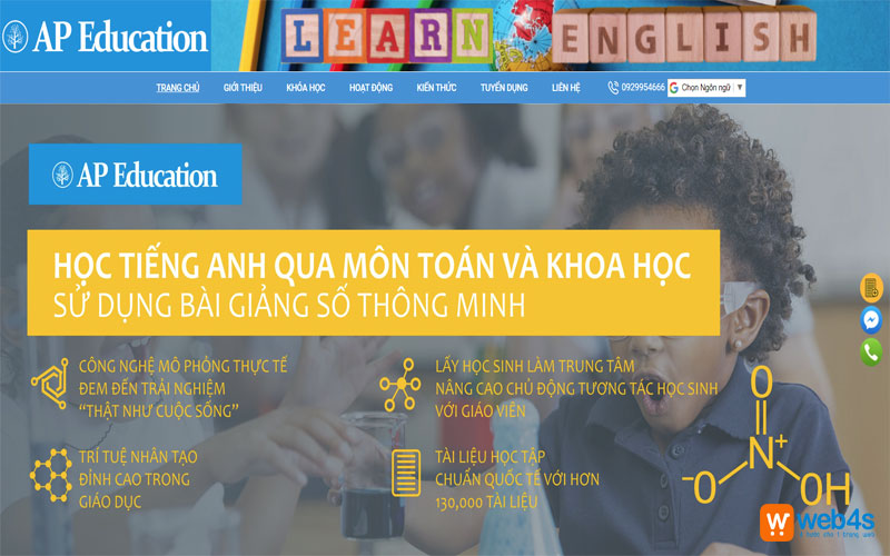 Template mẫu thiết kế website elearning Web4s